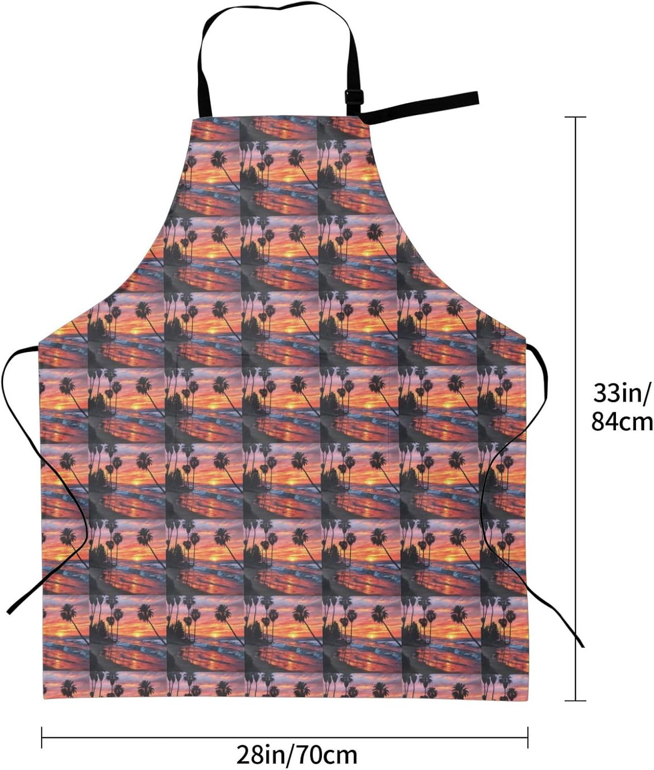 YANYU Palm Tree Sunset Print 28x33 In Kitchen Apron Stylish Chef Apron with Pockets for Cooking Baking Painting