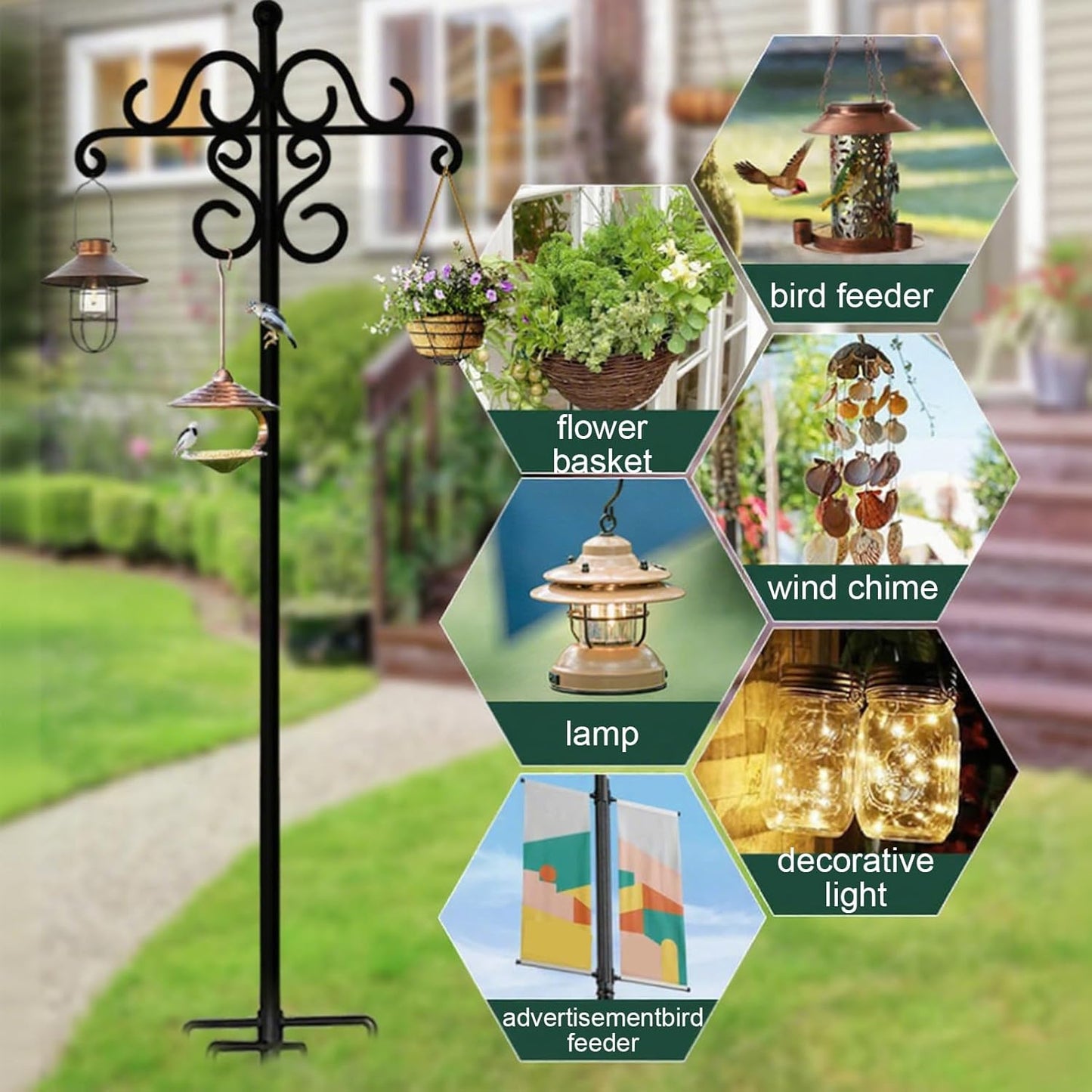 Bird Feeder Stand Outdoor, Wild Bird Organizer Supply, Load Bearing Backyard Wildlife Watching Hanger Station for Outdoor Courtyard Garden Yard Lawn Patio Household Gear Reliable Organizer