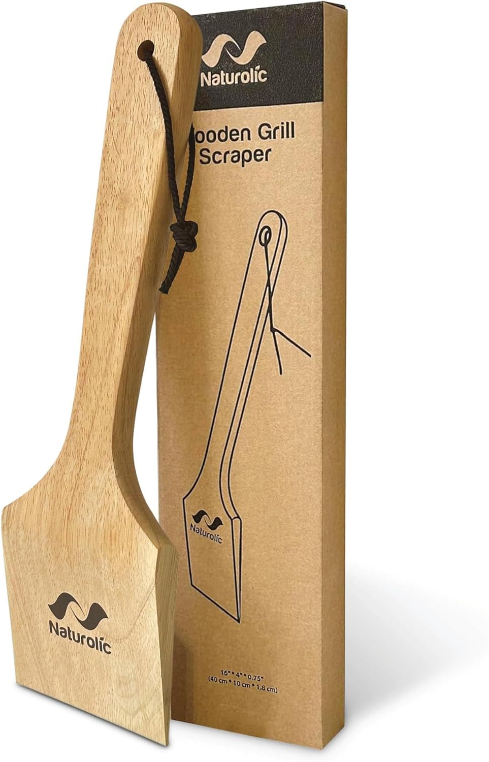 All-Natural Wooden Grill Scraper Tool 18" | Bristle-Free Grill Cleaner for Outdoor Grill | Eco-Friendly BBQ Cleaning Tool for Safe Grate Care