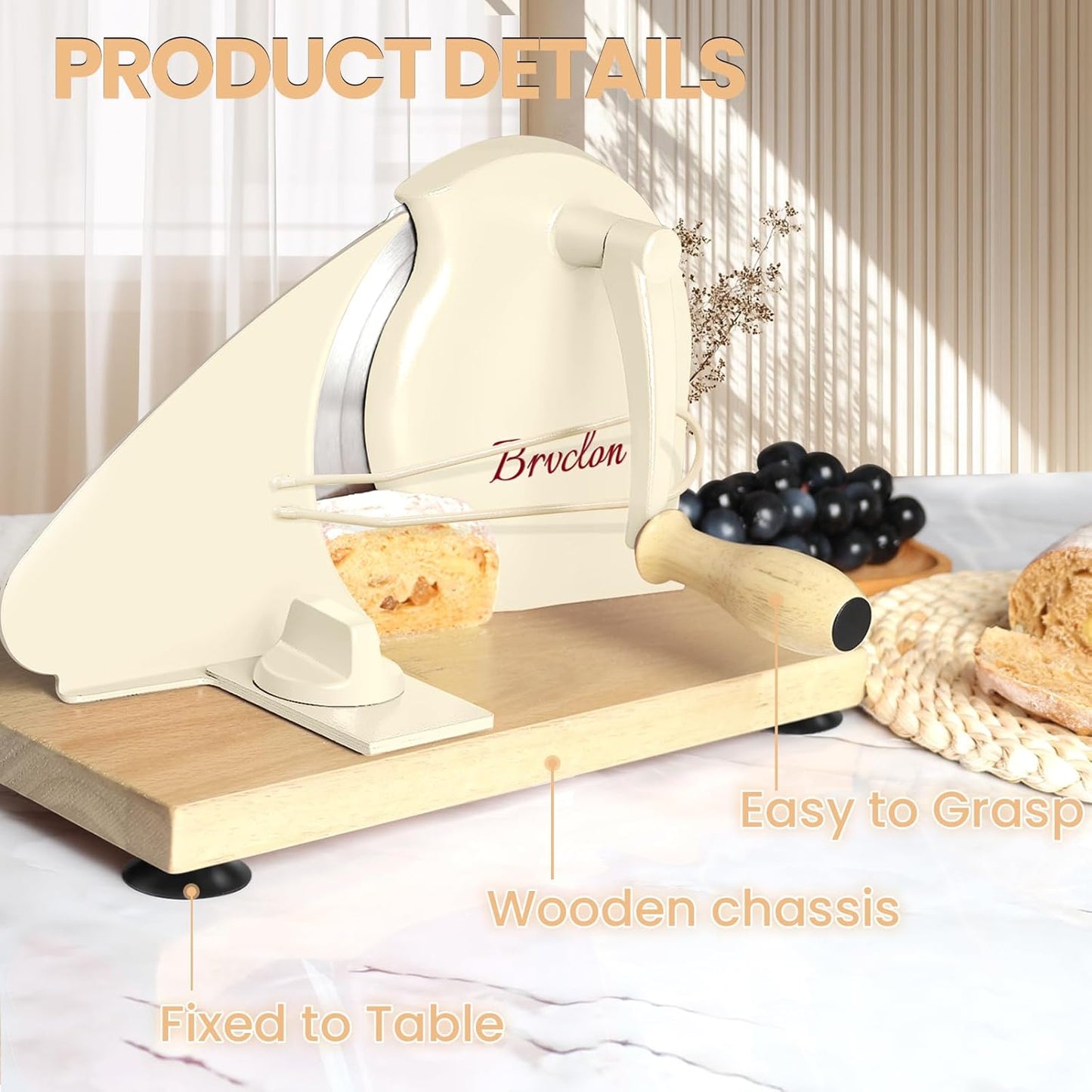 Manual Bread Slicer Adjustable Thickness, Hand Crank Bread Slicer for Homemade Sourdough Bread with Scale Line & Suction Cup & Metal Guide,Quality Solid Wood Base & Gift-Level Packaging