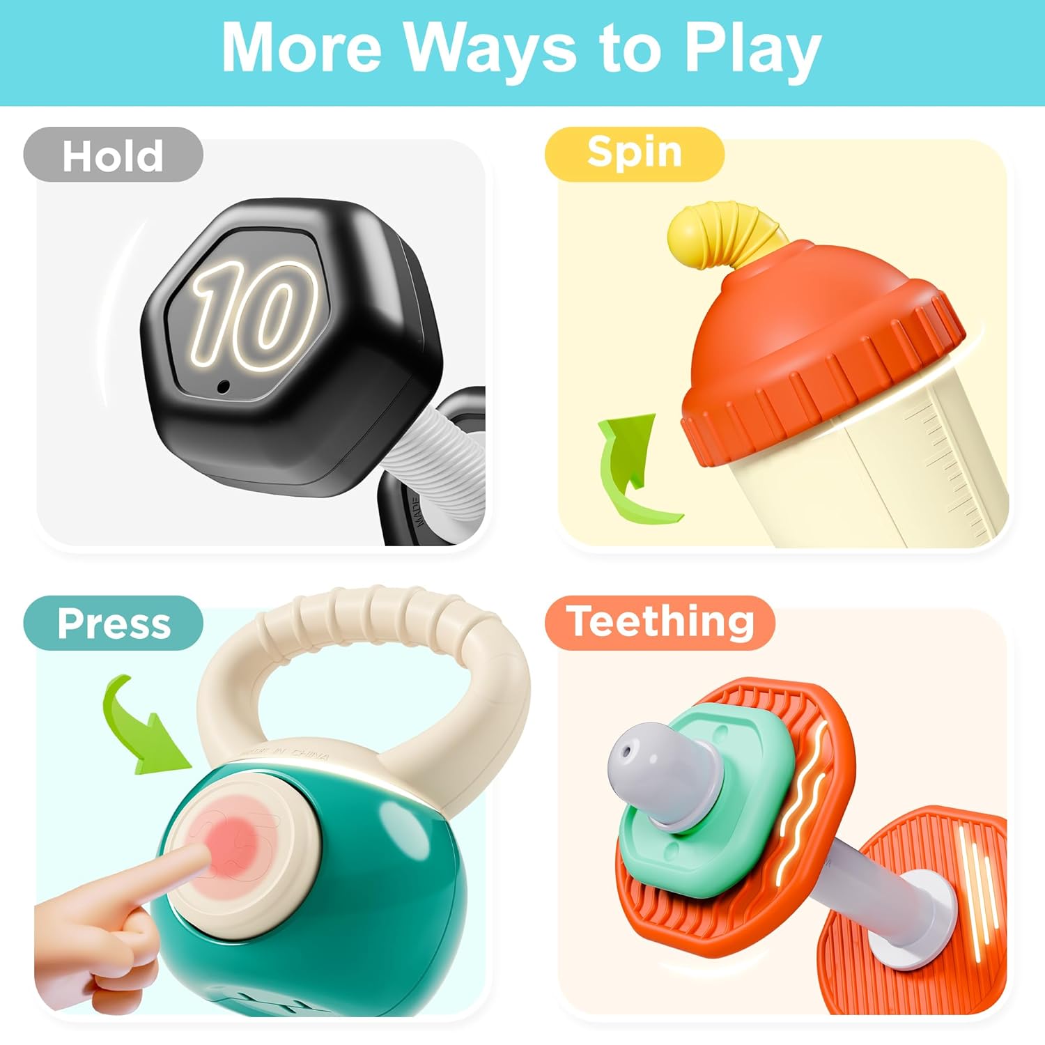 iPlay, iLearn Baby First Gym Rattle Set, Infant Dumbbell Weights Teeth