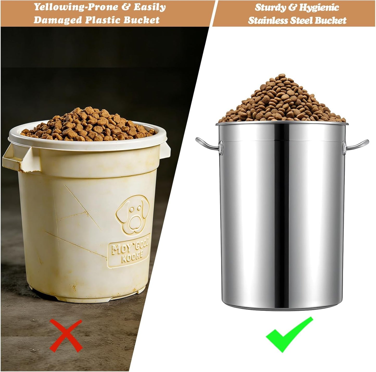 Maxdot 45 Lbs Stainless Steel Food Storage Container for Dog with Airt