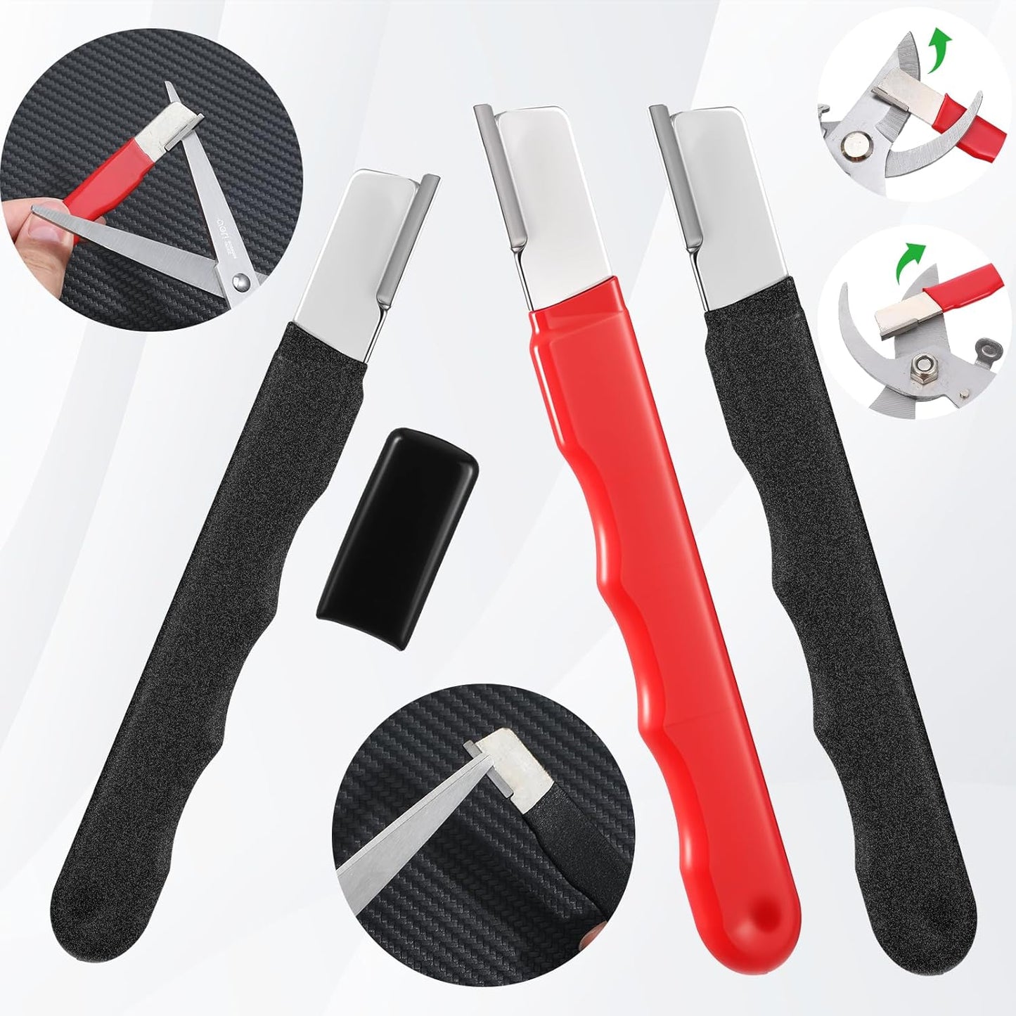 4 Pcs Garden Tool Sharpener, Mini Scissor Sharpener, Portable Knife Sharpener for Garden Tool Trimming Knives Cutter Scissor Blade Axe Clipper Pruners Kitchen Garage Outdoor