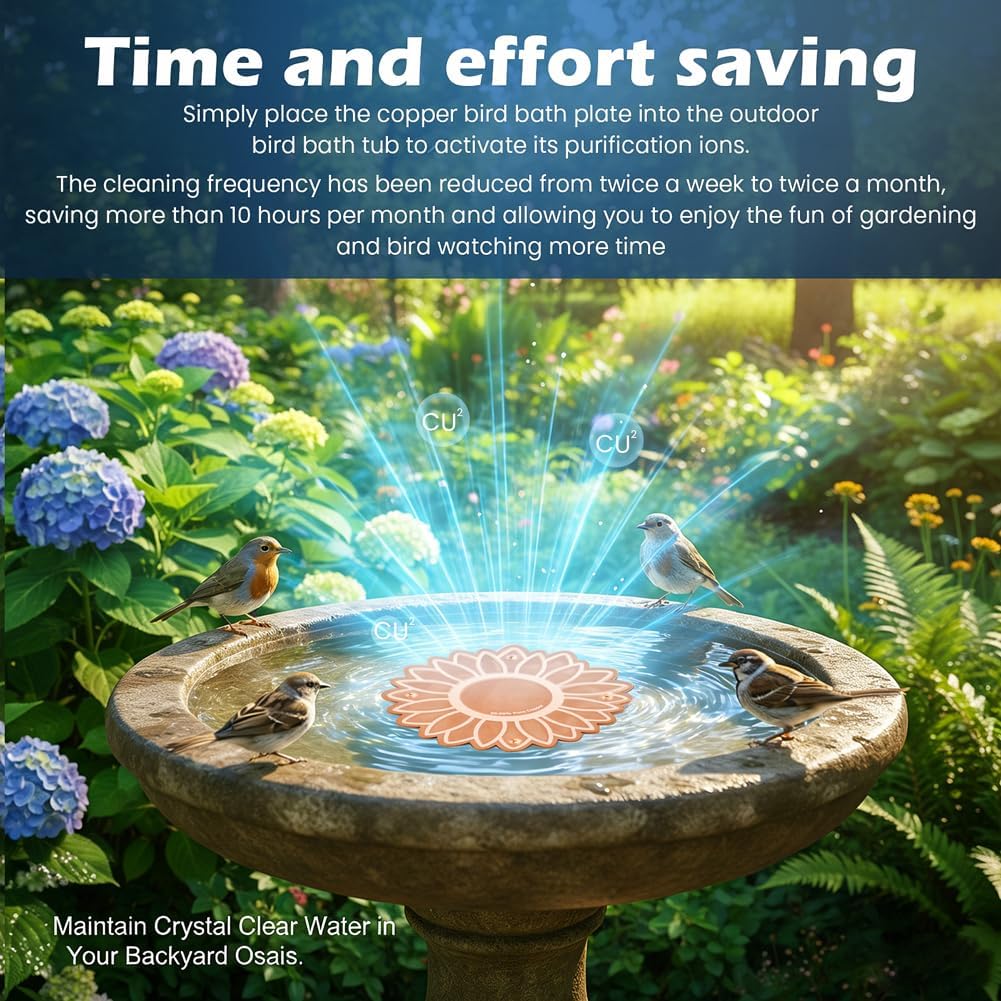 Copper Bird Bath Purification Disk, Outdoor Bird Bowls All-Season