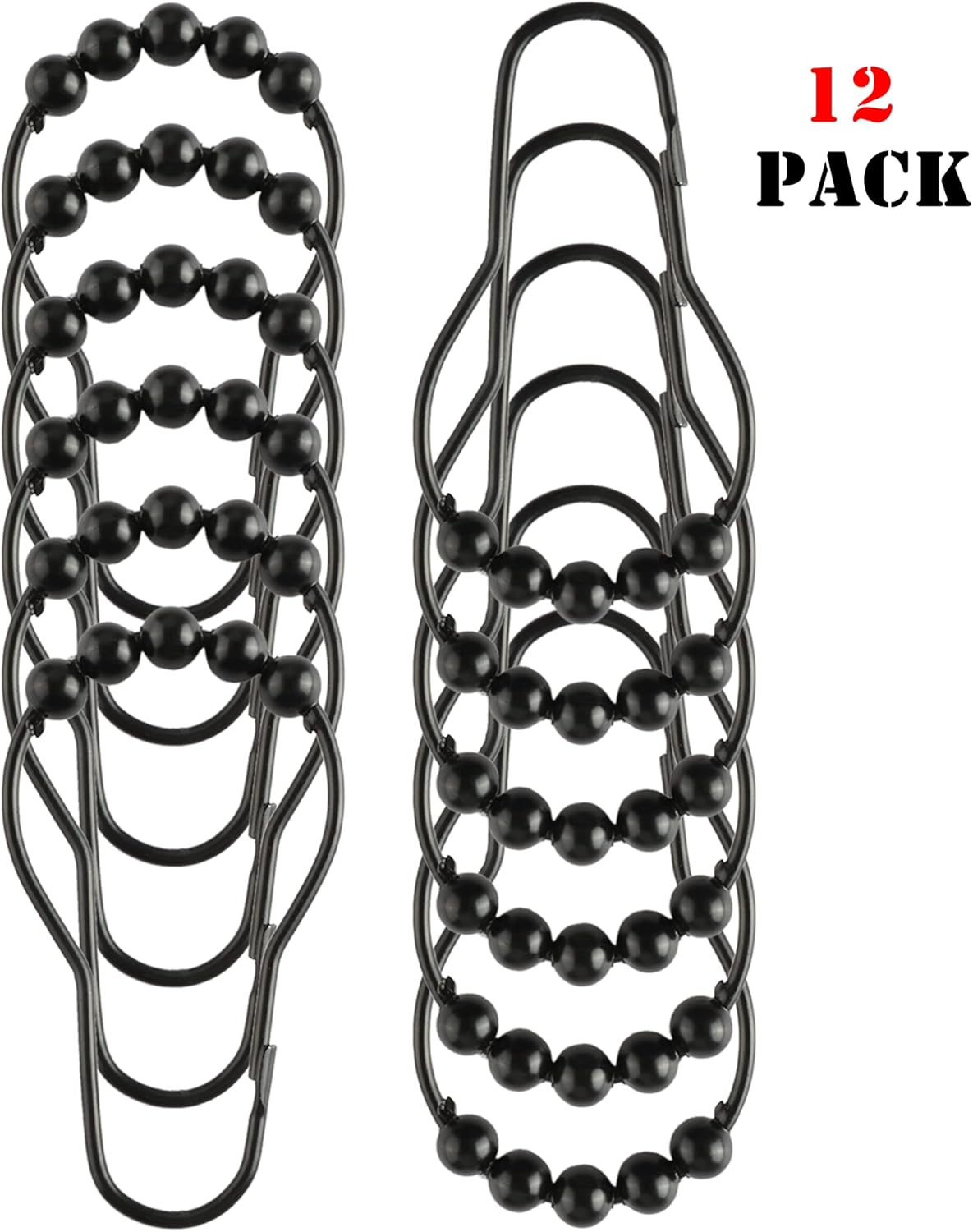 Shower Curtain Hooks Rings, Rustproof Metal Shower Curtain Rings for B