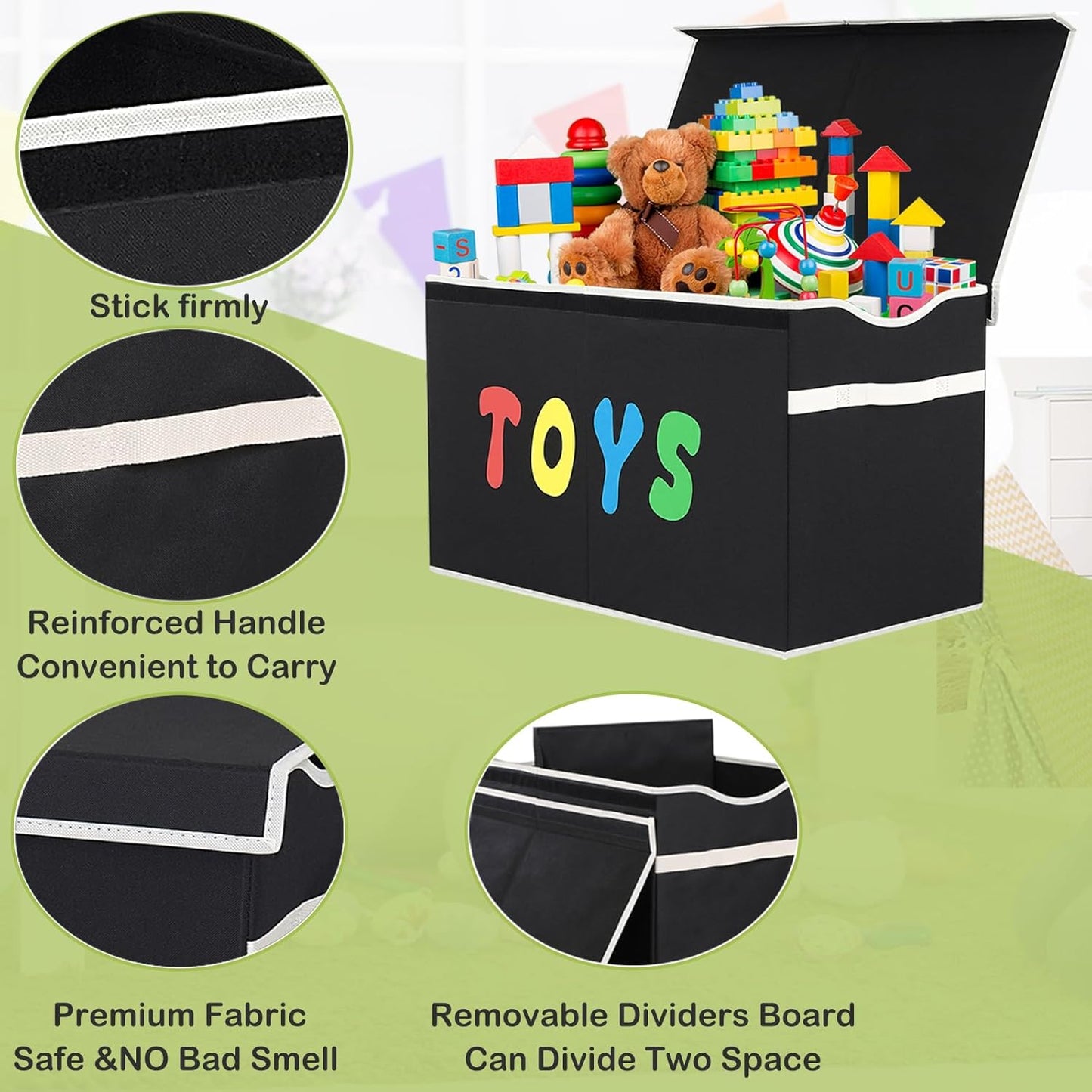 Toy Box Chest, Collapsible Sturdy Storage Bins with Lids, Extra Large 