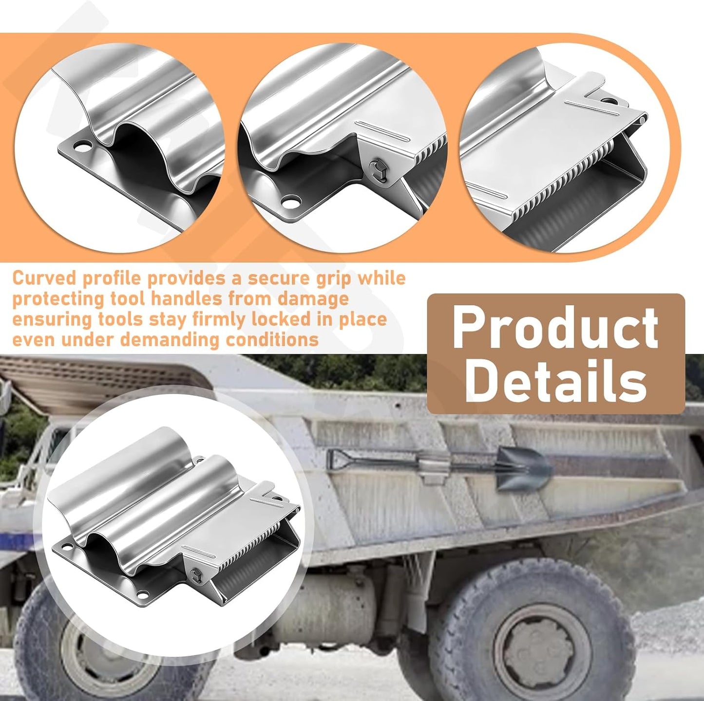 SH675SS Hand Tool Rack Holder for Dump Truck Trailers, Garage or Shed 