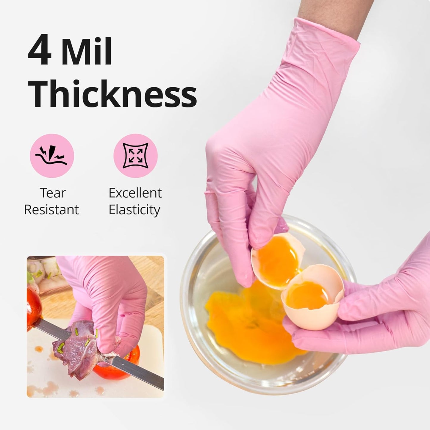 Nitrile Exam Gloves, 4 Mil, Cherry Blossom, Food Safe Gloves Disposabl