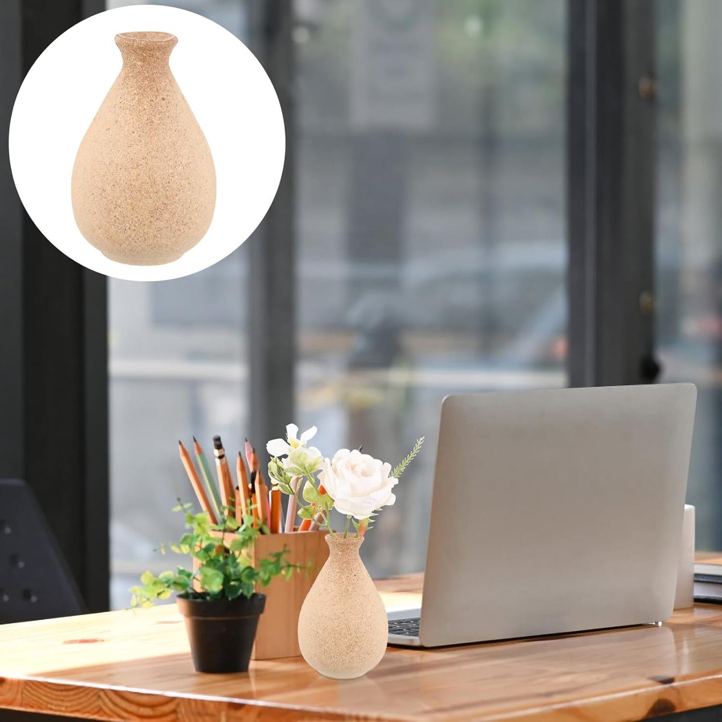 PRETYZOOM Wooden Flower Vase DIY Unfinished Small Wooden Planter Pot Home Ornament Rustic Hand-Painted Vase for Wedding Party Indoor Décor
