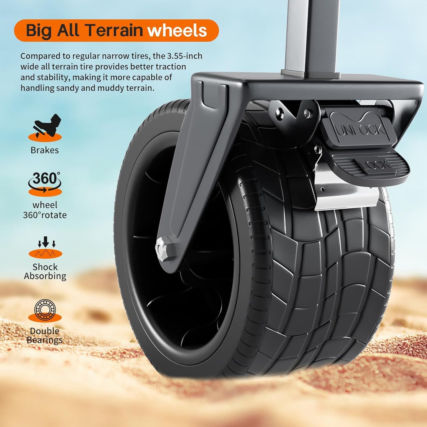 Collapsible Wagon Cart, Heavy Duty Folding Wagon with 430lbs,（with Table Top,with Tailgate）,All Terrain Large Wheel Beach,Camping Sports Garden Beach Grocery