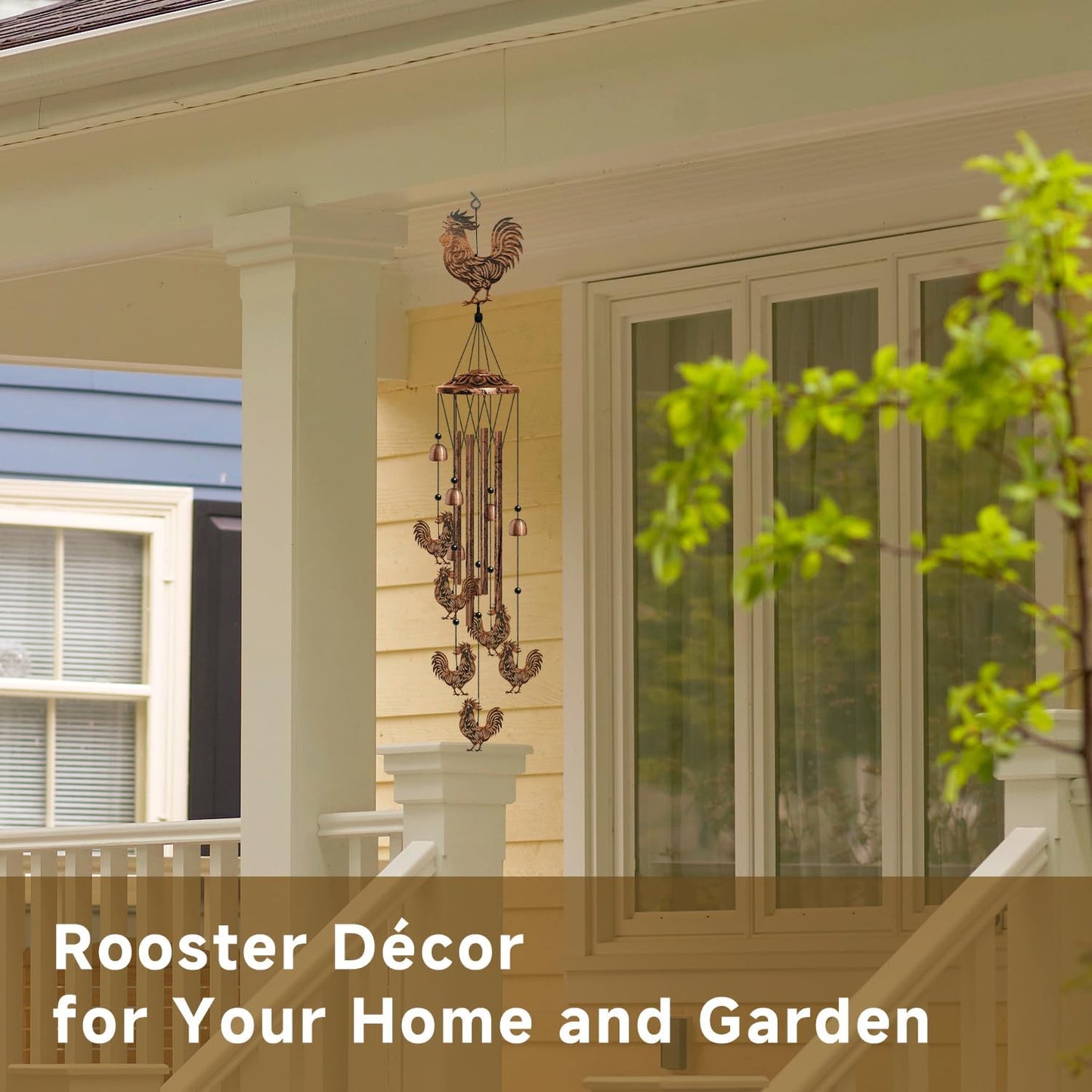 Rooster Wind Chimes for Outside, Rooster Gifts for Women/Men/Mother/Father, Metal Windchimes for Birthday/Christmas/Thanksgiving, Chicken Decor for Patio, Garden,Yard, Home, Porch