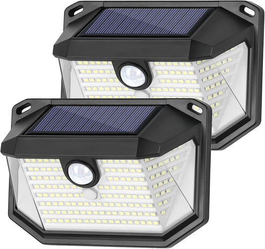 Solar Outdoor Lights, 2-Pack Super Bright 178 LEDs Motion Sensor Wall 