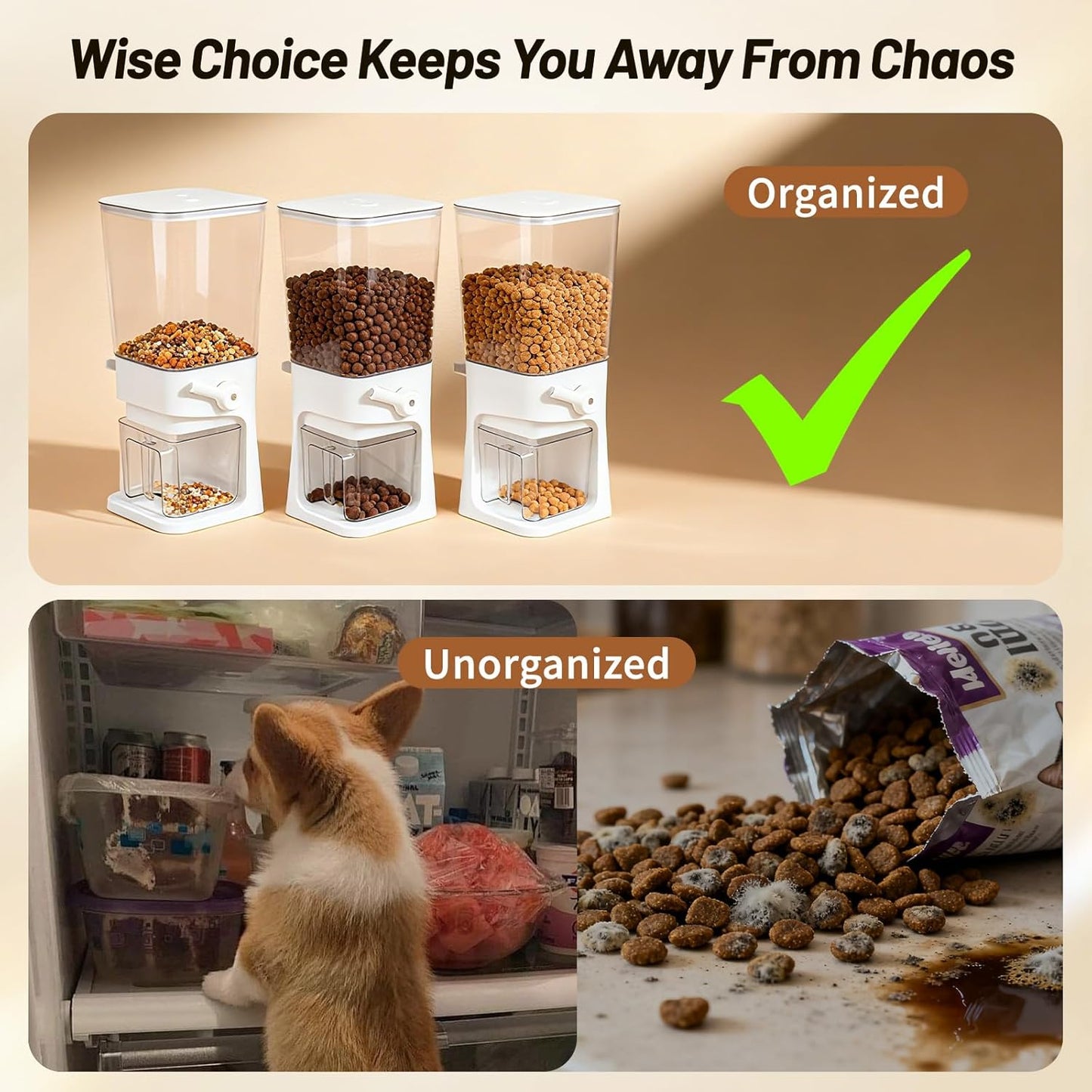 Small Pet Food Storage Container: 5-7 Lbs Airtight Animal Dry Food Dispenser Countertop with Measuring Cup - Organizer Bin for Dog Food, Cat Treats, Chicken, Bird, Puppy, Rabbit & Hamster Feed Pellets