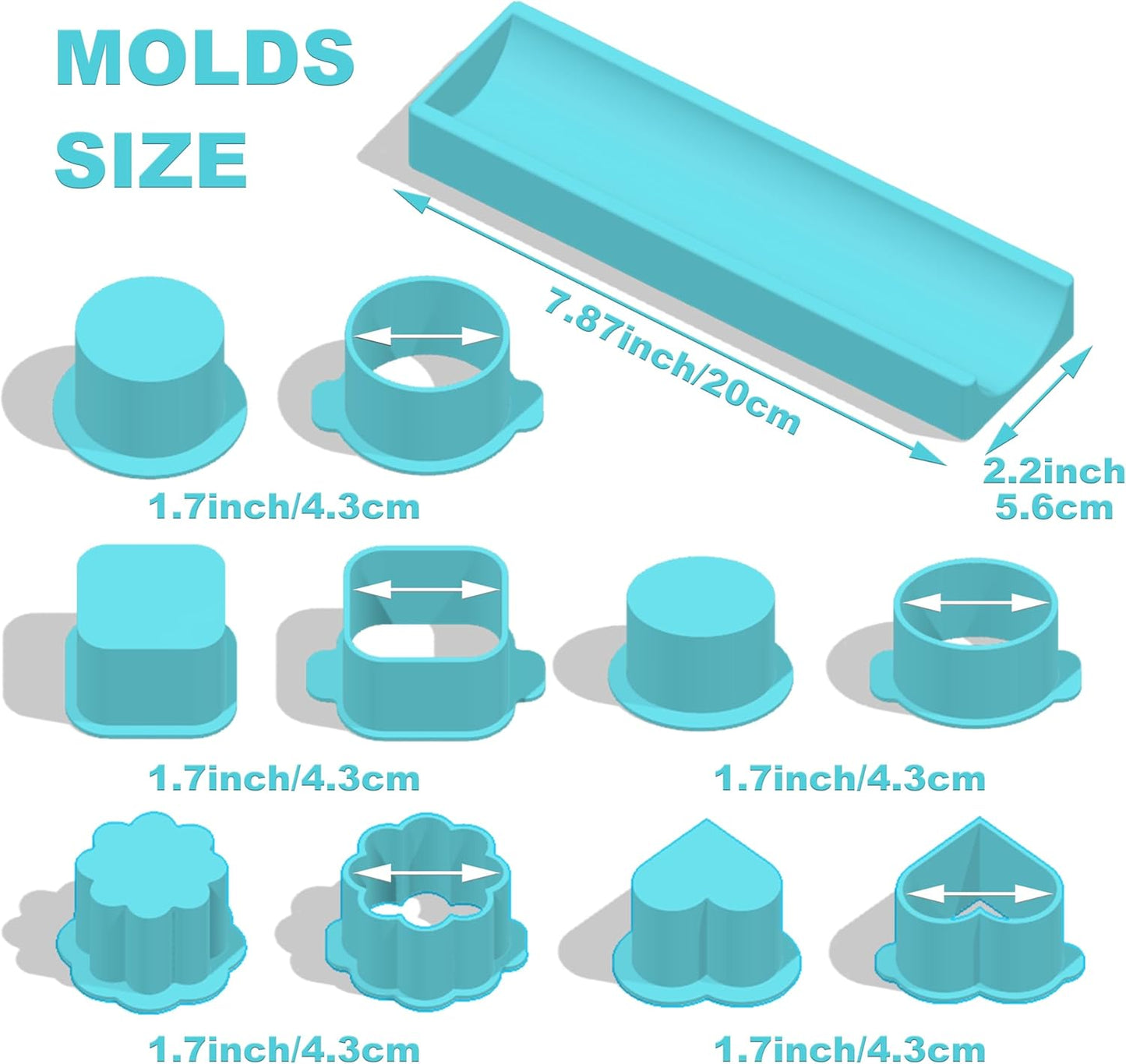 5 PCS Cake Pop Mold Set with 7.87-inch Tray, Heart Square Cloud Oval Round 3D Printed Cake Pop Cutter and Pusher, Baking Molds for Home Baking, Birthday Parties, Wedding Desserts