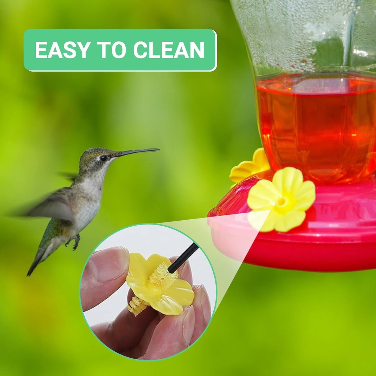 Hummingbird Feeder Cleaning Brush Kit - Small Parts Cleaning Tools Set for Tubes Jars Bottles Feeding Holes, 21 Pcs in 3 Sizes (Black)