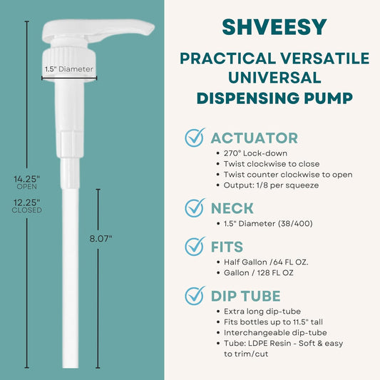 Gallon Pump Dispenser | for Plastic or Glass Bottles | Heavy-Duty Leak Proof for Commercial and Household Use | Pump for Gallon Jug | Non-BPA Plastic (Pack of 2)