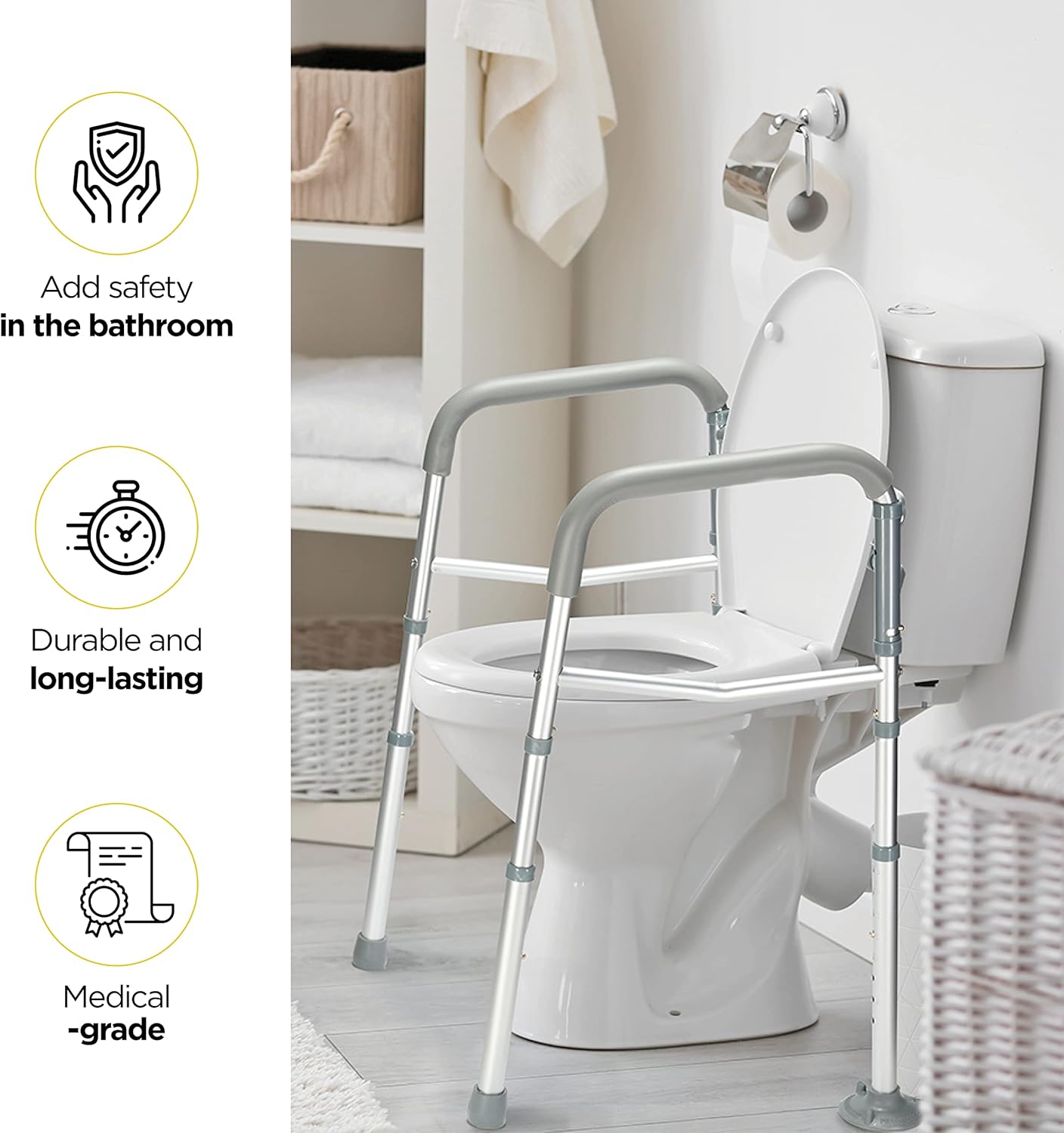 Medical king Toilet Safety Rail - Adjustable Detachable Toilet Safety 