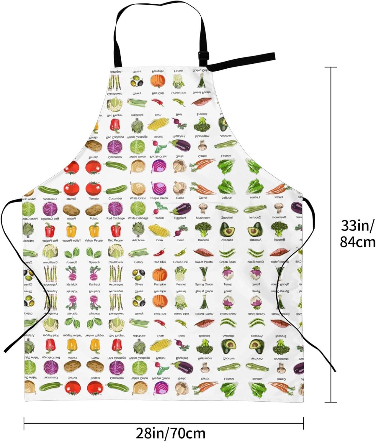 Introduction of various vegetables print Waterproof apron with pocket adjustable cooking apron for adult kitchen bibs to bake