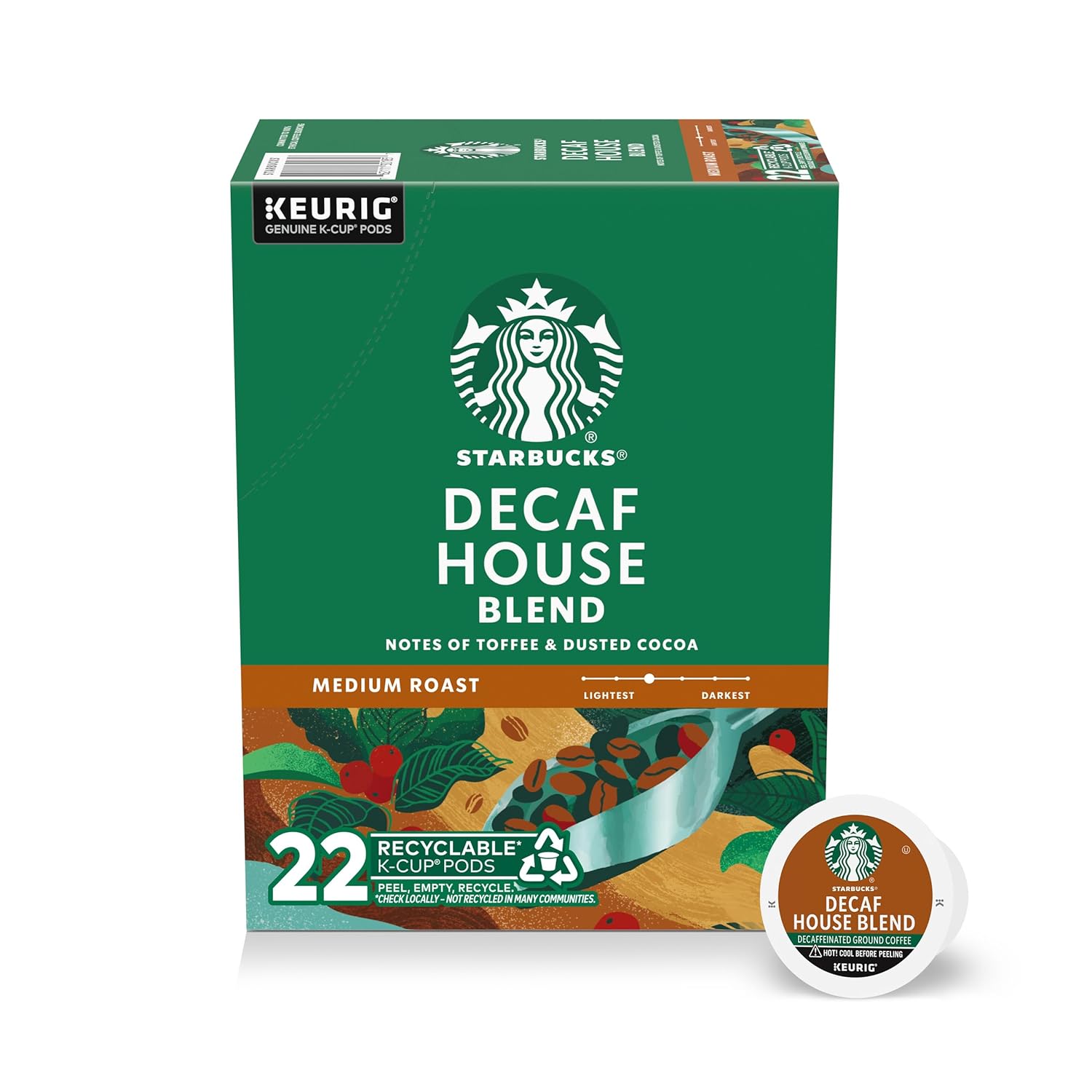 Starbucks K-Cup Coffee Pods, Medium Roast Hot or Iced Coffee, Decaf Ho