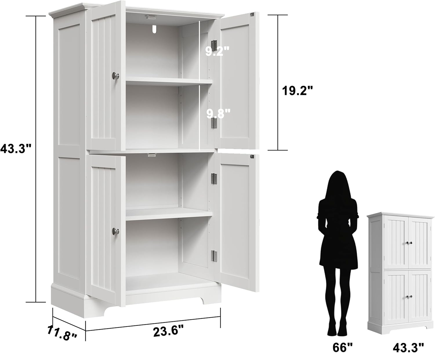 ChooChoo Bathroom Floor Cabinet, Modern Bathroom Storage Cabinet with 