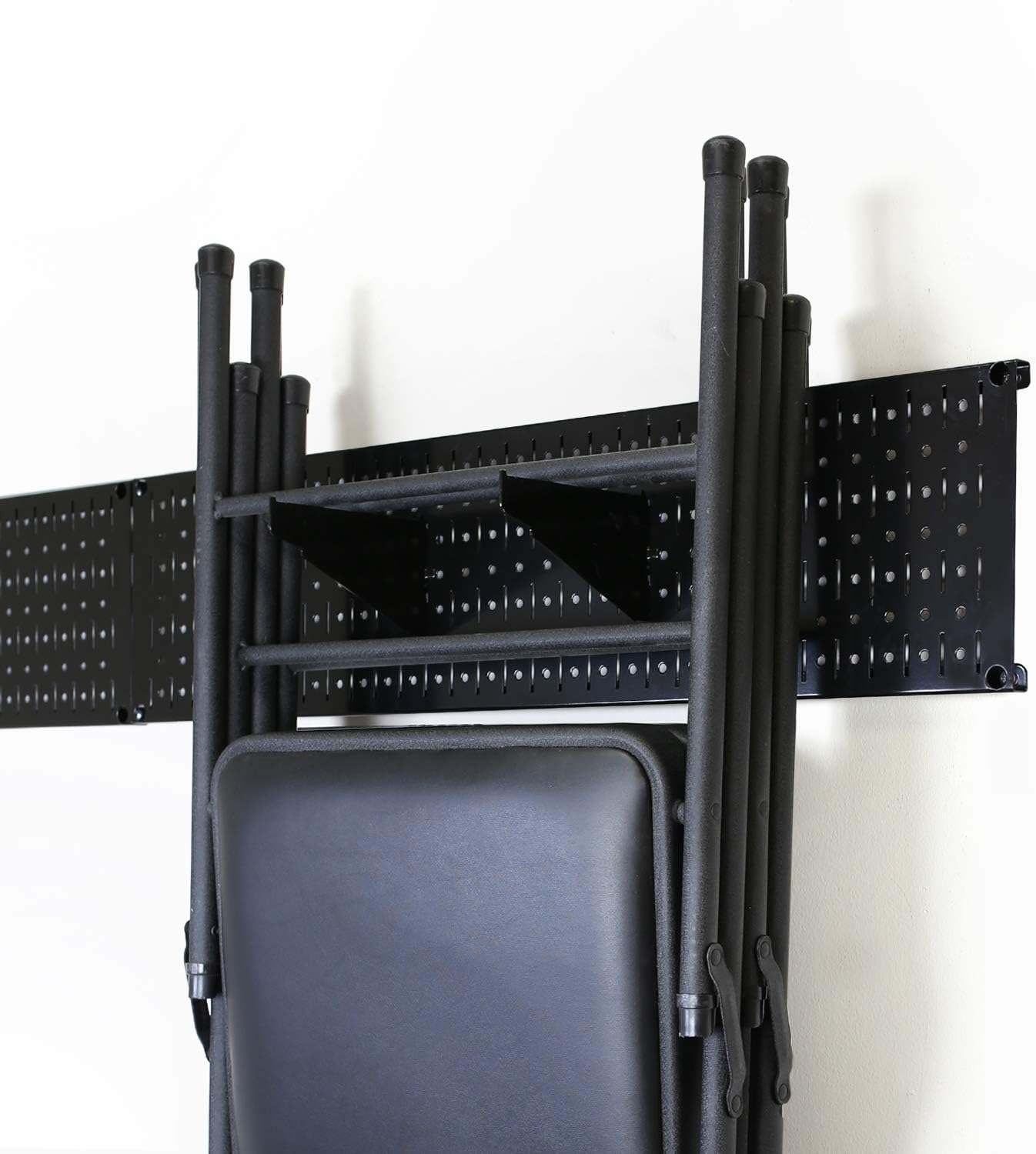 Wall Control Garage Storage Rack Lawn & Garden Tool Organization Wall Mount Organizer - Easy to Install 64" Wide Heavy Duty Metal Pegboard Set (Black Pegboard)