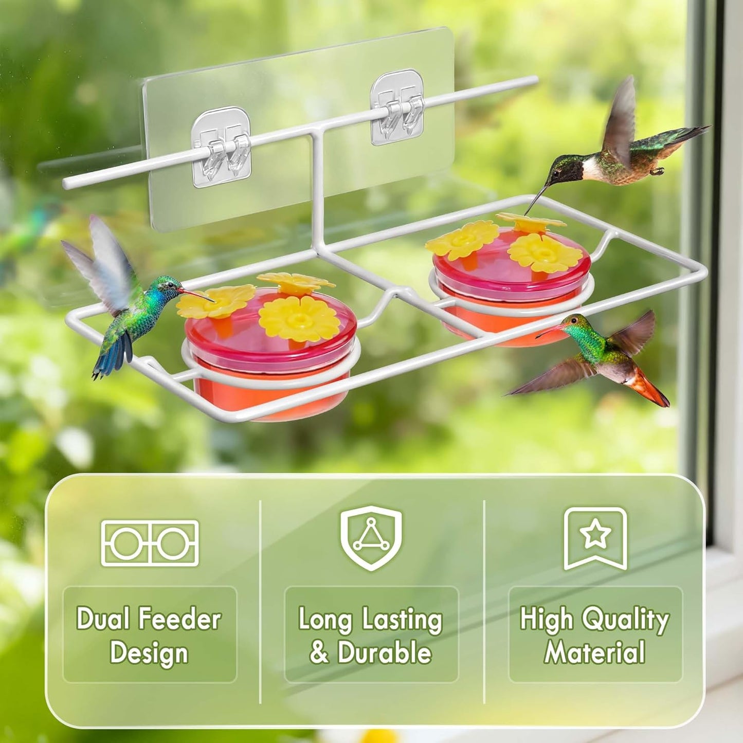 Window Hummingbird Feeders for Outdoors: Easy to Clean and Refil Nectar(2 oz) - Suitable for Sliding Glass Doors on Windows and Balcony - Gifts for Mom Dad Cats