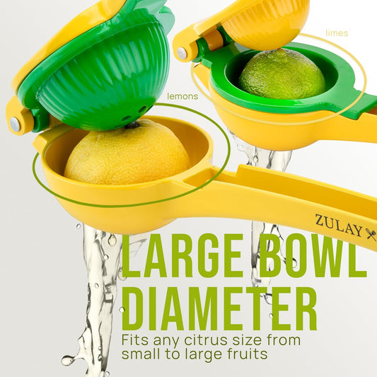 Zulay Kitchen Metal 2-in-1 Lemon Squeezer - Sturdy Max Extraction Hand