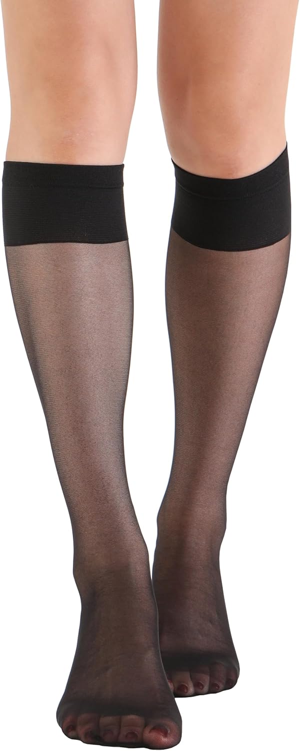 EVERSWE 6 Pairs Women's Sheer Knee High Stockings 15D