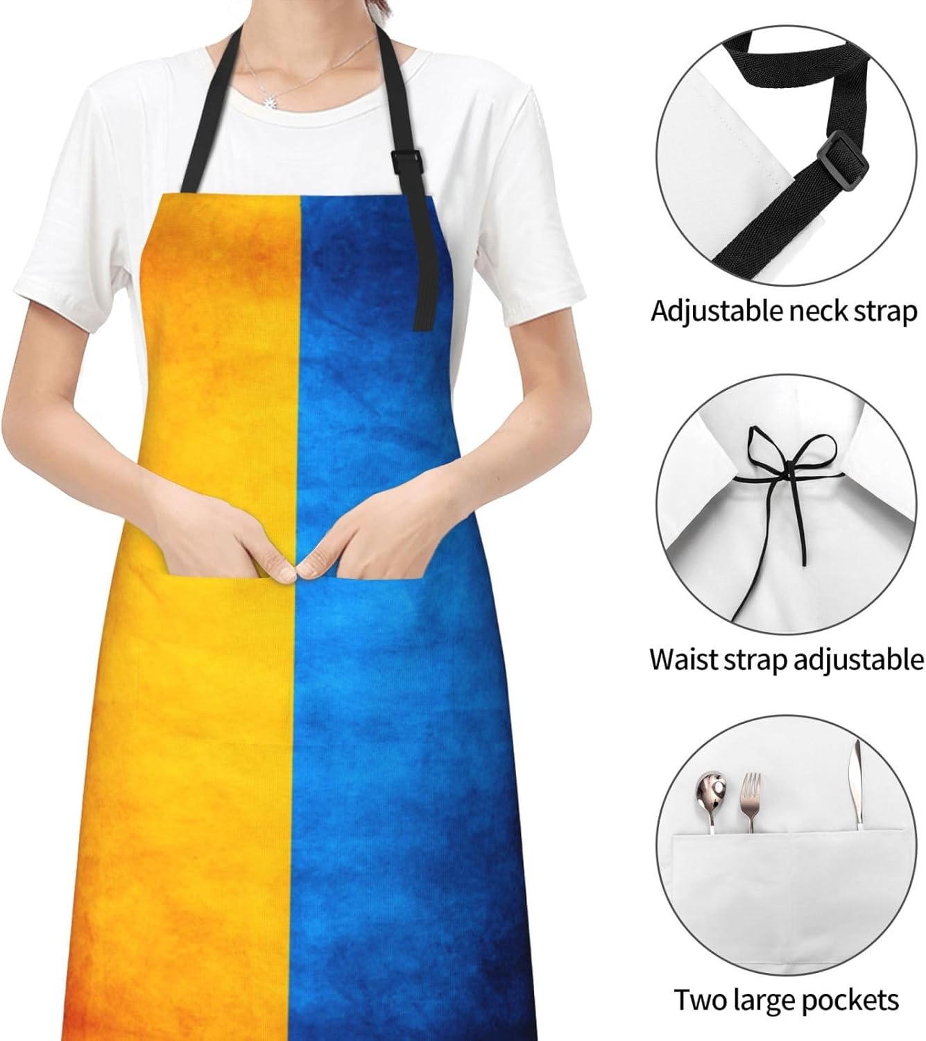 Ukrainian flag print Waterproof chef's apron with pocket apron for kit