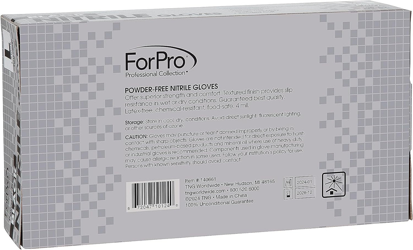 ForPro Disposable Nitrile Gloves, Chemical Resistant, Powder-Free, Lat