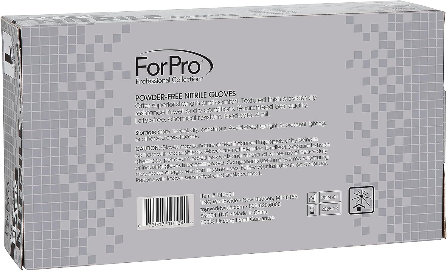 ForPro Disposable Nitrile Gloves, Chemical Resistant, Powder-Free, Lat