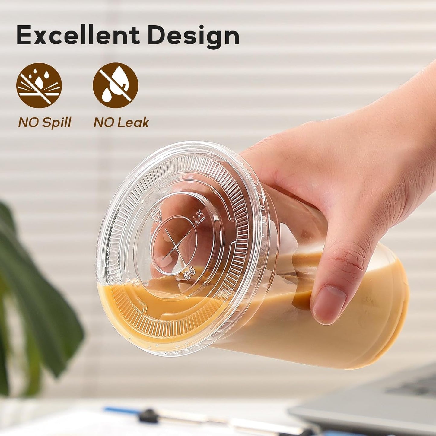 AOZITA 100 Pack - 16 oz Clear Plastic Cups with Lids and Straws, Food 