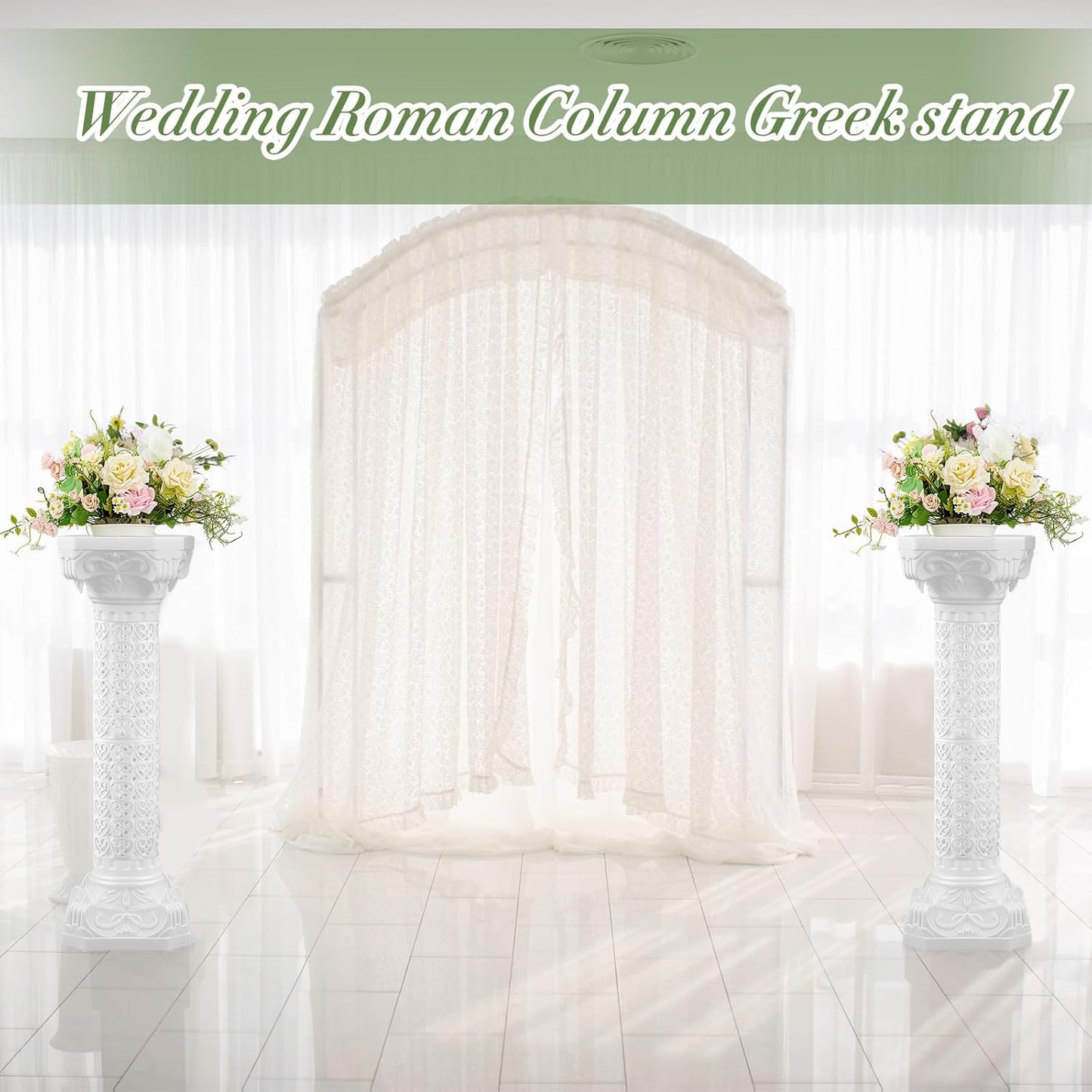 2 Pcs Wedding Roman Column Greek Pillars Stand Plastic Wedding Pillars Columns for Ceremony Flowers Plant Holder for Ceremony Event Party (Heart Shaped,10.63 x 10.63 Inches)