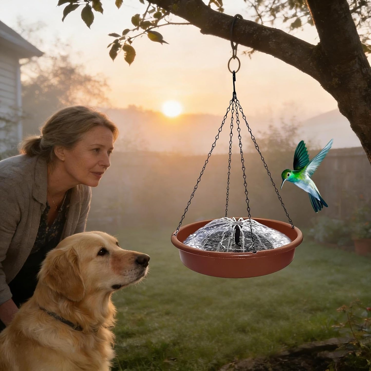 Bird Baths for Outdoors - Solar Round Tray, Park Landscaping Decor with Bird Feeder Stand, Aviary Bath and Feeding Station, Finch, Monk Birds Water and Food Access, Backyard, Garden, Courtyard