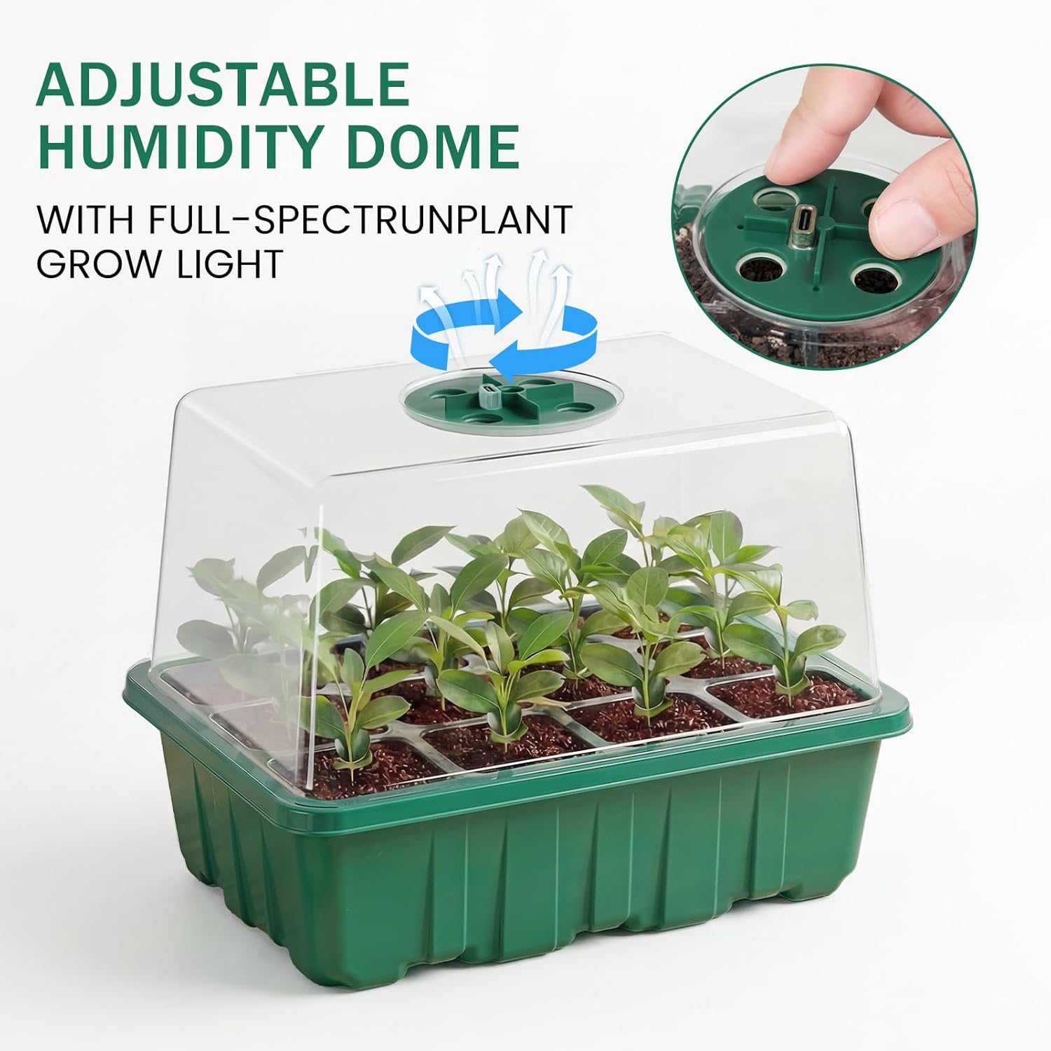 YAUNGEL Seed Starter Tray with Grow Light, 6 Pack Seed Starter Kit wit