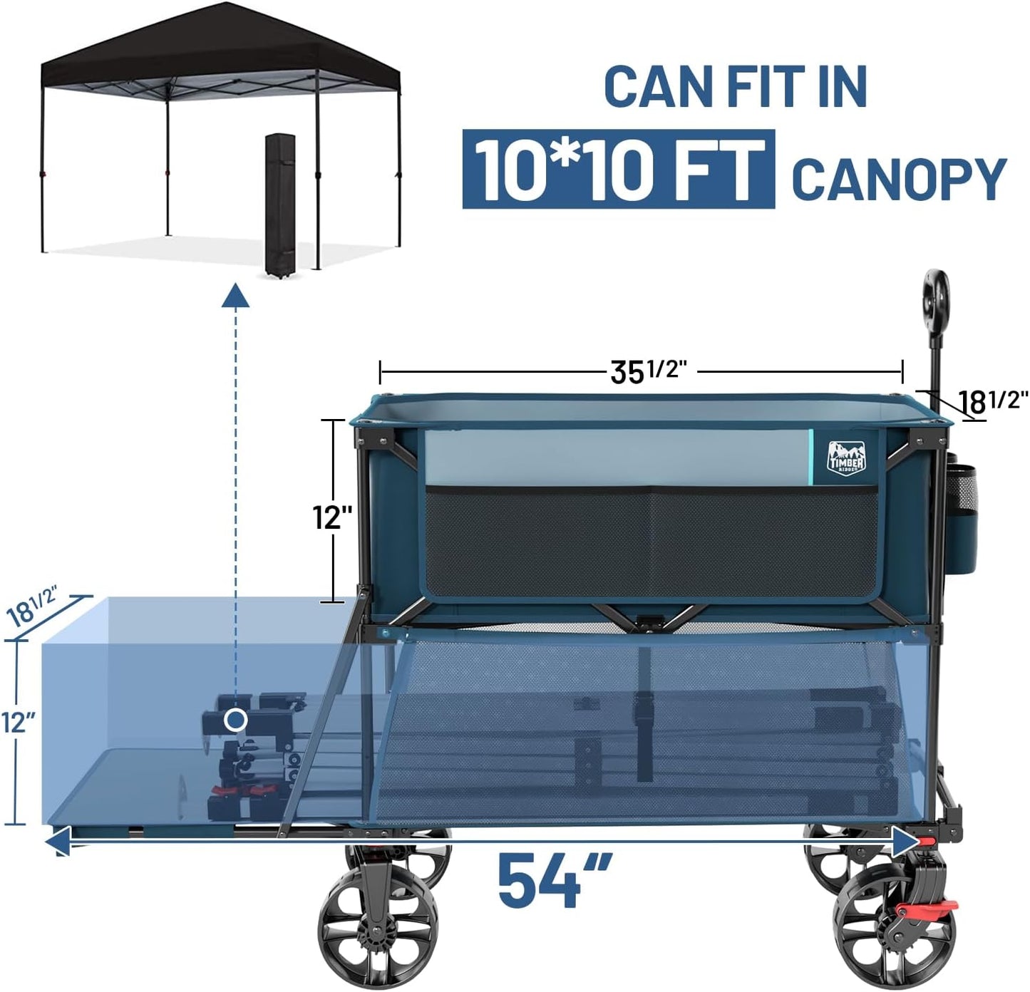 TIMBER RIDGE 400L Large Capacity Folding Double Decker Wagon with Brak