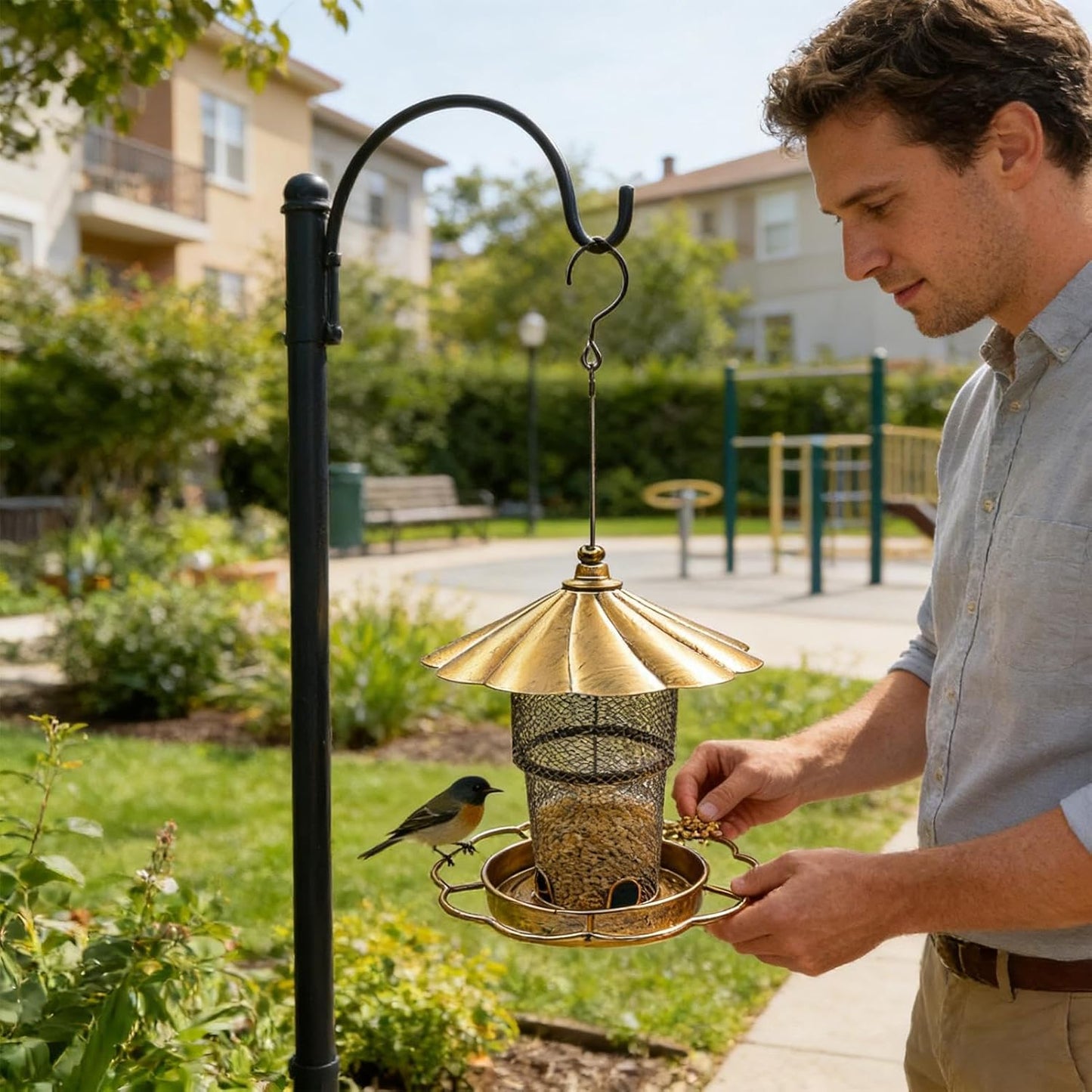 Bird Feeders Outdoors - Squirrel Proof Metal, Large Capacity Hangable 