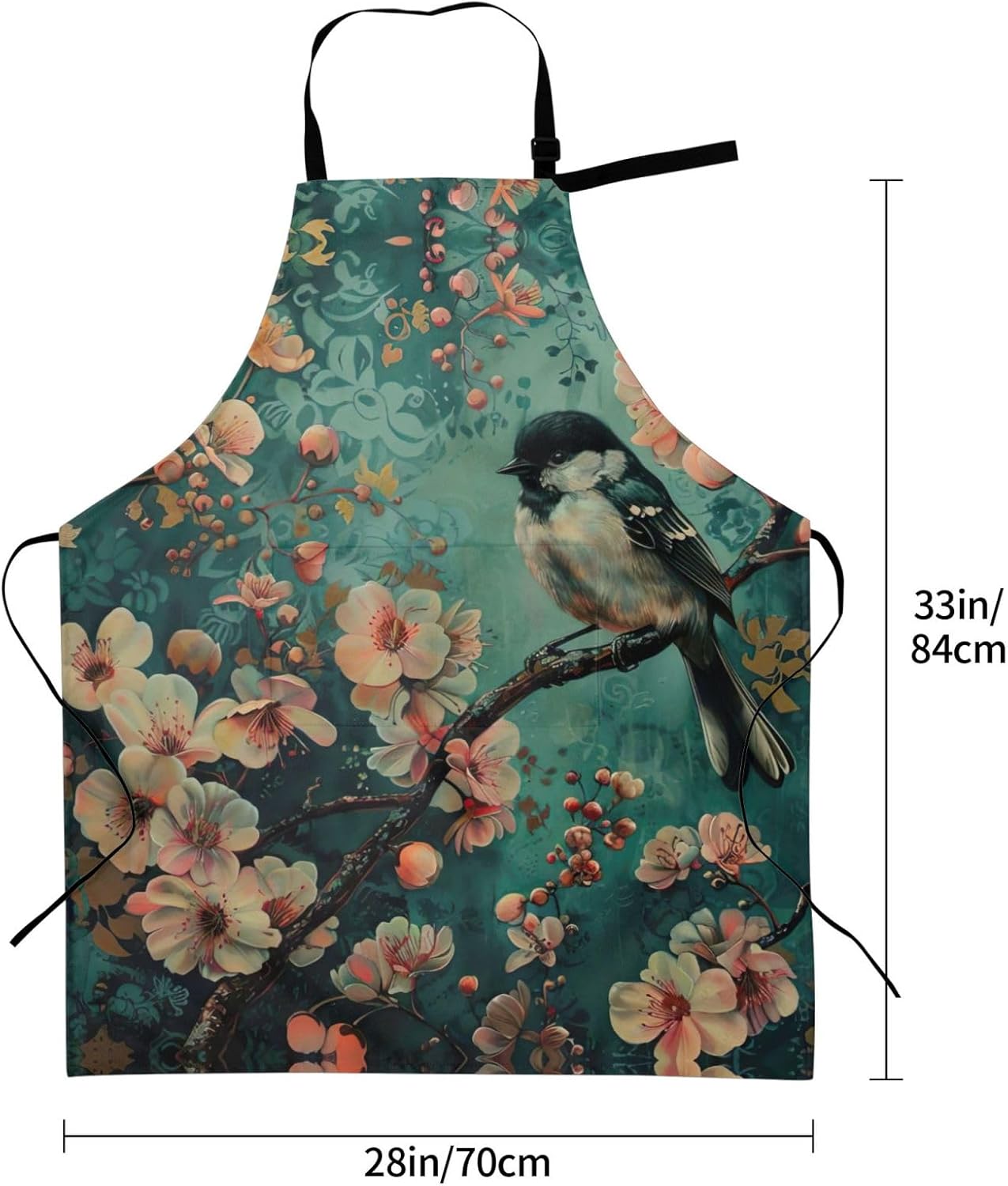 Flower and Bird Art print Waterproof apron with pocket adjustable cooking apron for adult kitchen bibs to bake