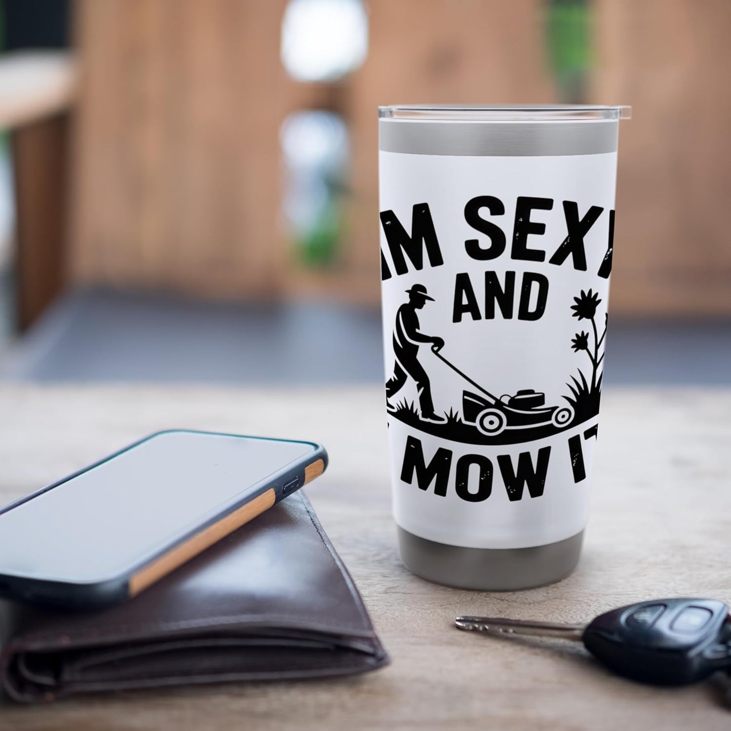 Im Sexy And I Mow It Lawn Mowing Humor For Yard Dads Stainless Steel Insulated Tumbler