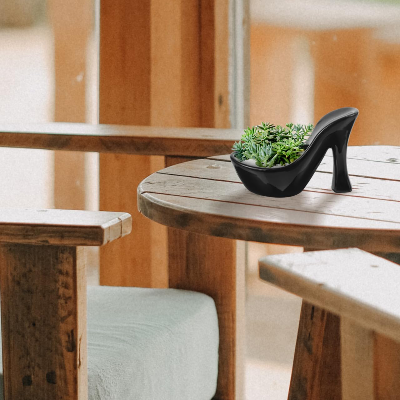 Ceramic High Heel Succulent Flower Pot Abstract Planter Vase Home Decor Table Accent 5.16X3.46X2.16 Inch
