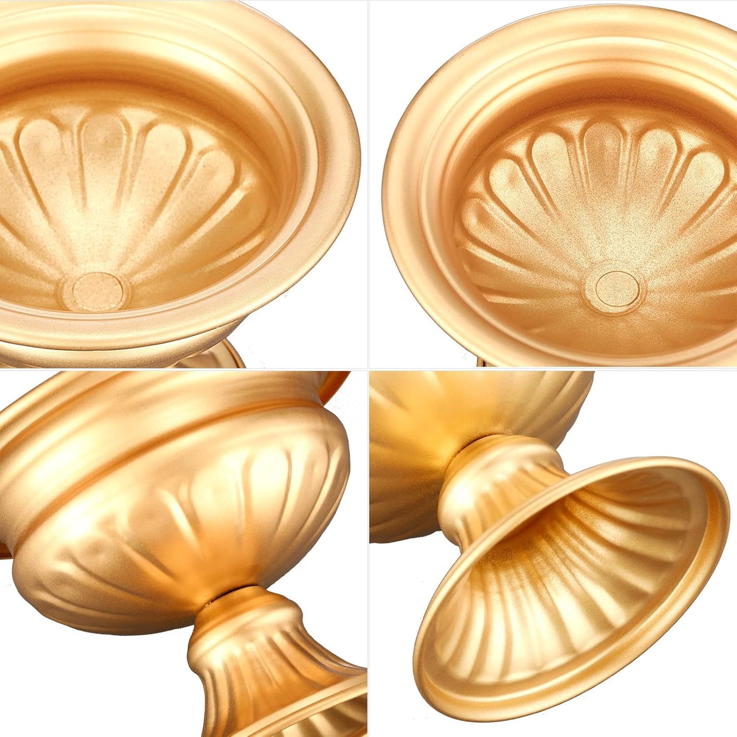 6 Pieces Mini Sized Metal Urn Planter Wedding Centerpieces Vase Gold Flower Vase Compote Vase Pedestal Vase 4.72 Inch Tall Home Flower Stand Small Plant Pots for Birthday Anniversary Ceremony
