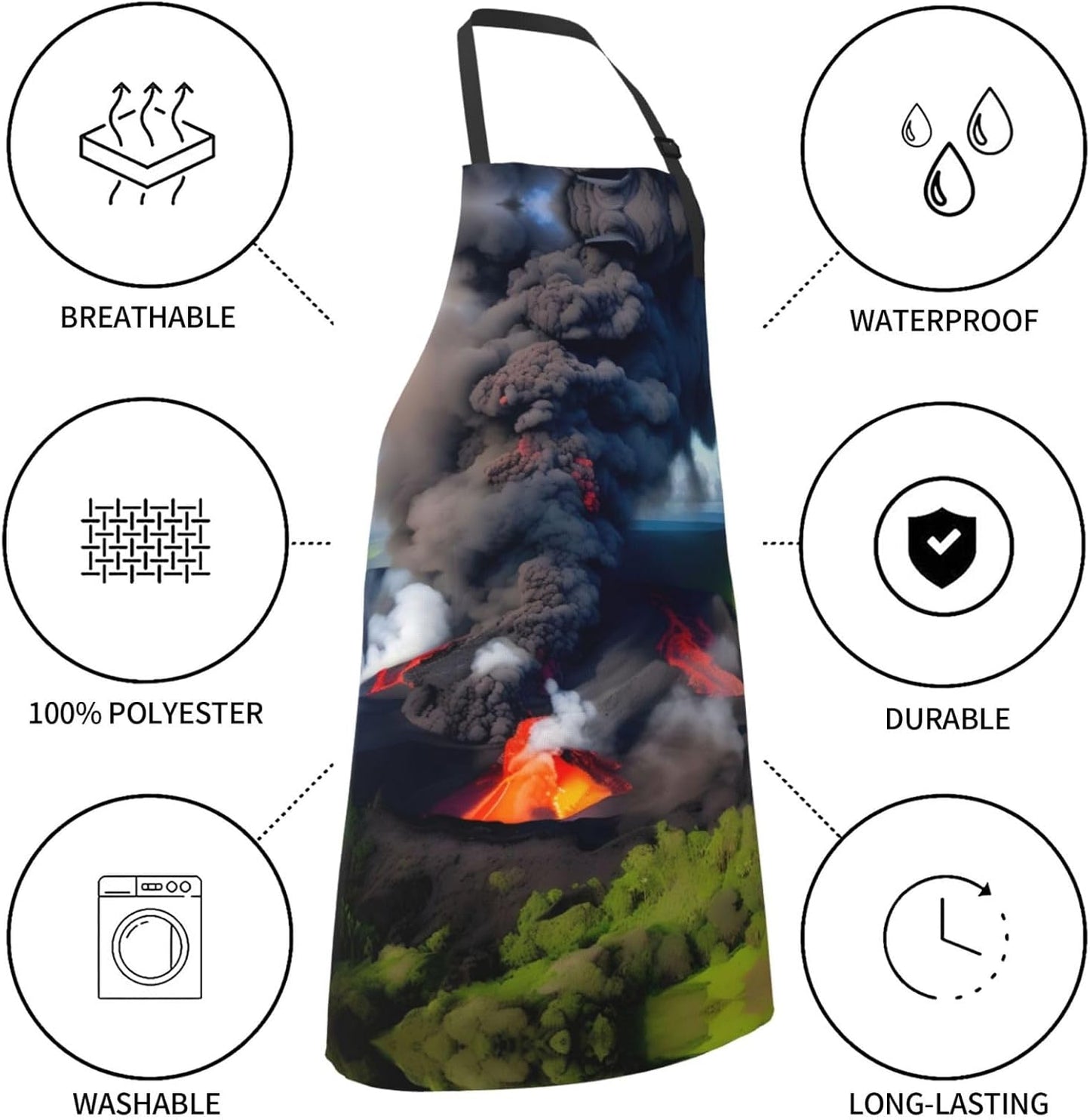 Kilauea Volcano Bloom Print Laundry apron 28x33 In Waterproof Kitchen 