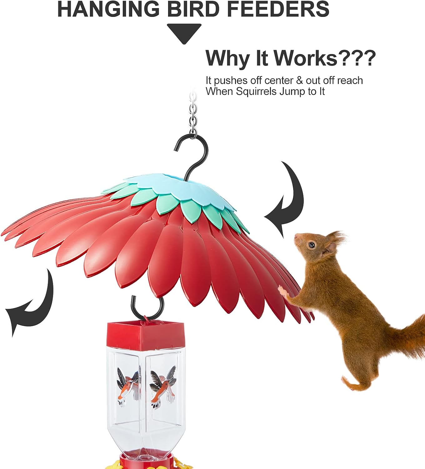 Squirrel Baffle for Hanging Bird Feeder Rain Cover for Outside Weather