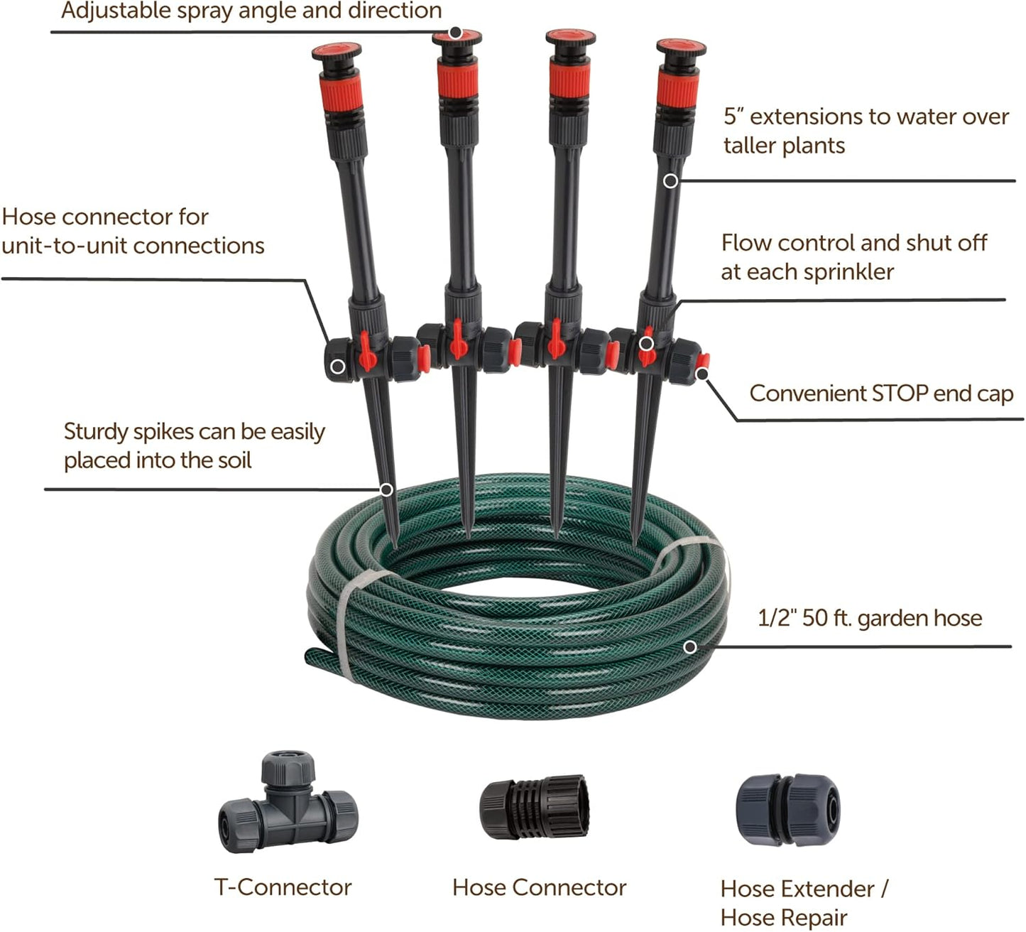 Eden 98063 Multi-Adjustable Flex Design Above Ground Irrigation Garden