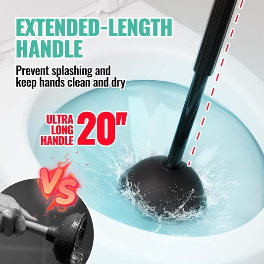 3 in 1 Toilet Brush and Plunger Set with Crevice Cleaning Brush, Toilet Plunger and Brush Set with Extra Long Handle, Plungers for Bathroom Accessories, Toilet Plunger with Holder, Black