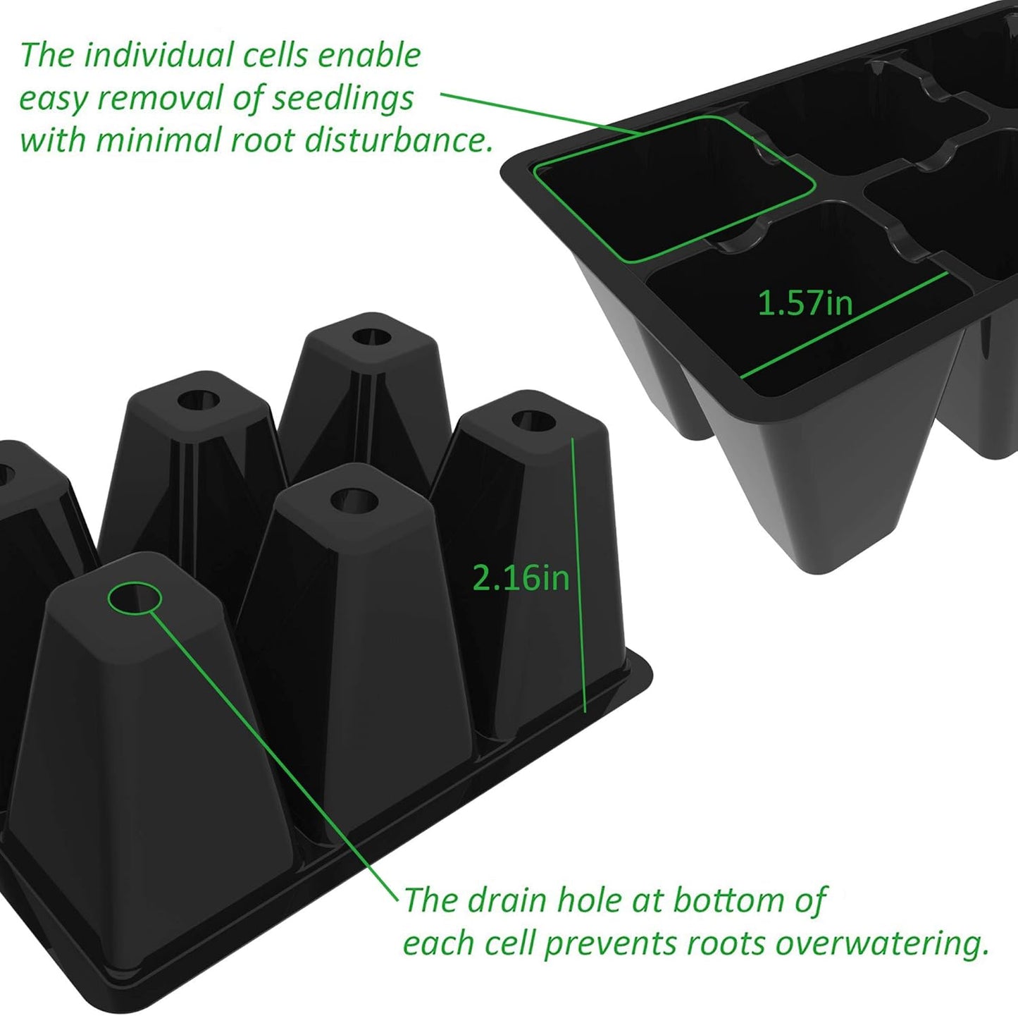 Gardzen 120 Pack 6-Cell Seed Starting Tray for Seedlings, Plant Starte