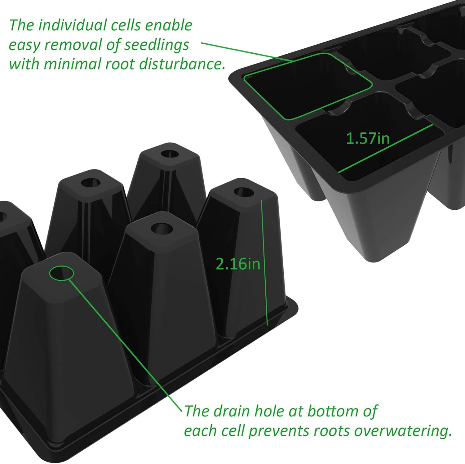 Gardzen 120 Pack 6-Cell Seed Starting Tray for Seedlings, Plant Starte
