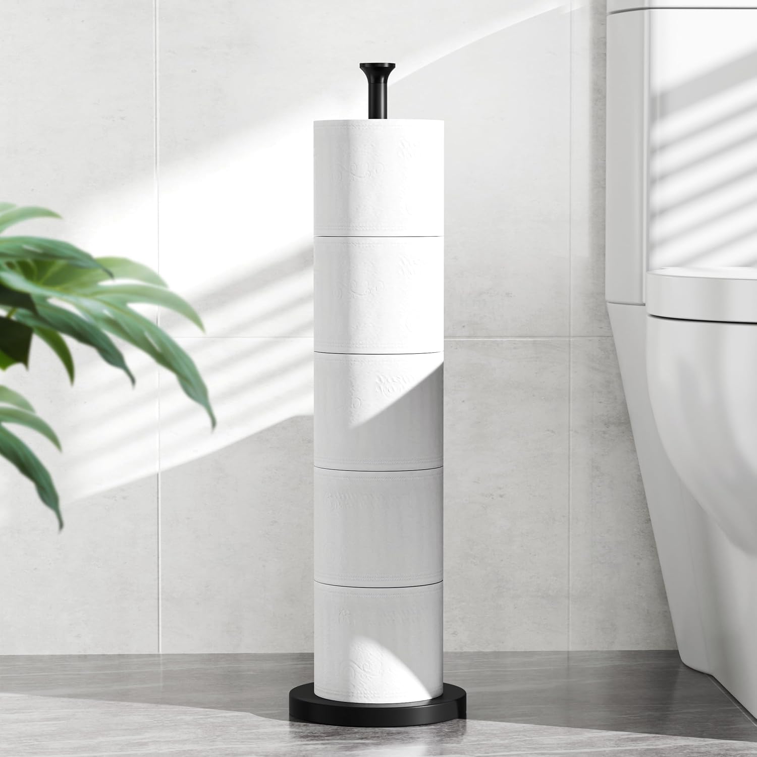 Toilet Paper Holder Stand(with Reserve Function), Free-Standing Spare 