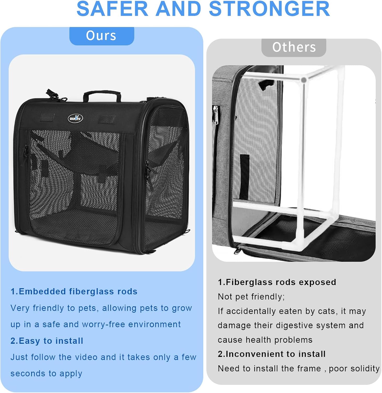 Portable 2-in-1 Pet Carrier for Medium Dogs Large Cat Carrier for 2 Ca