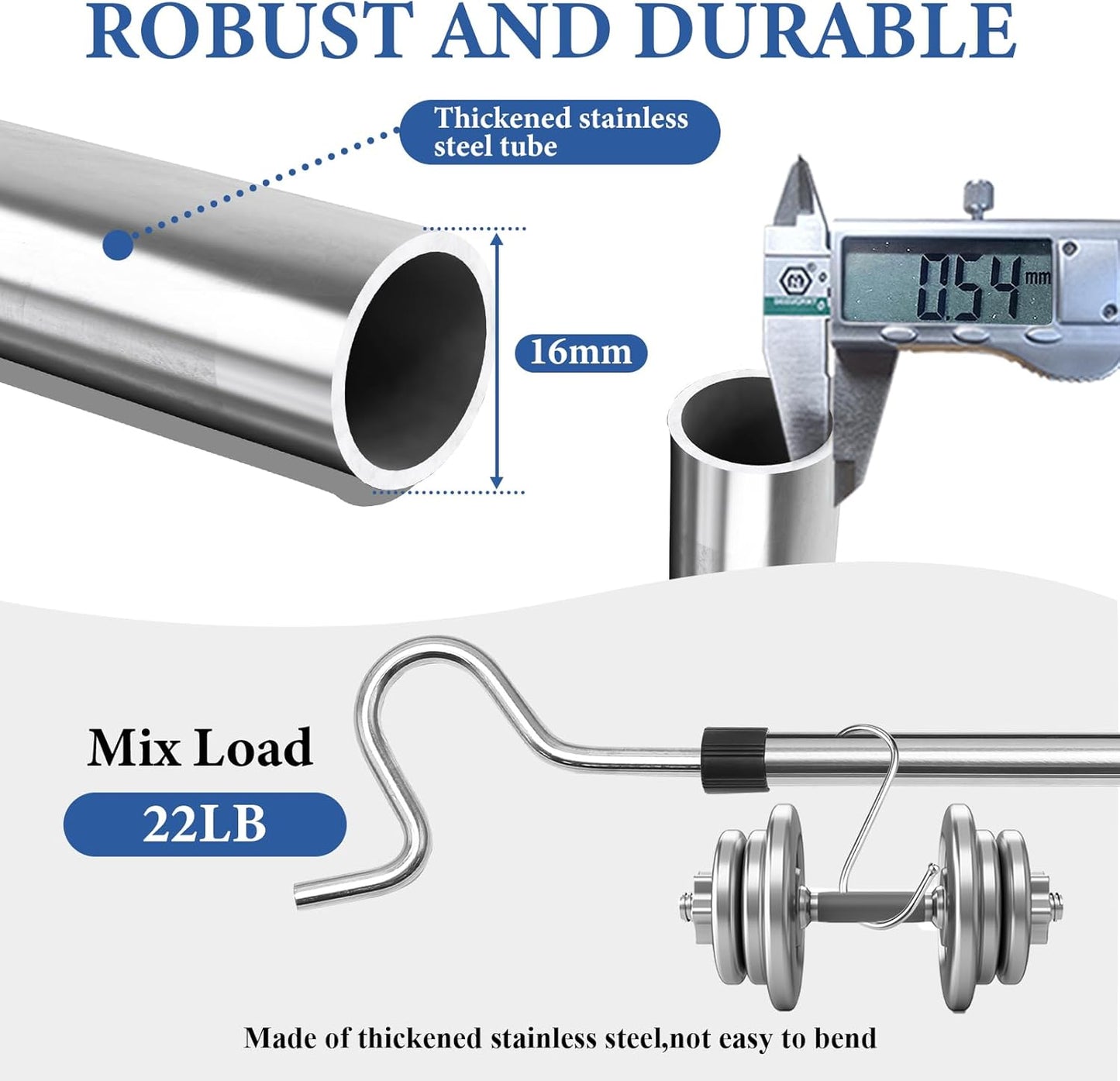 Clothes Hook Pole, Clothes Hanger Reaching Hook for Hanging Clothes Light and Plants Extendable from 35" to 50" Made of Stainless Steel Tube with Sponge Handle (50inch)